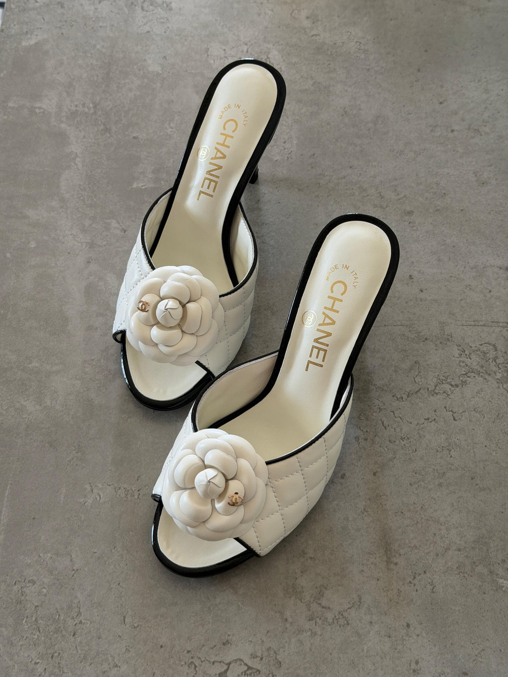 Chanel Camellia Quilted Lambskin Mule Sandals - 2