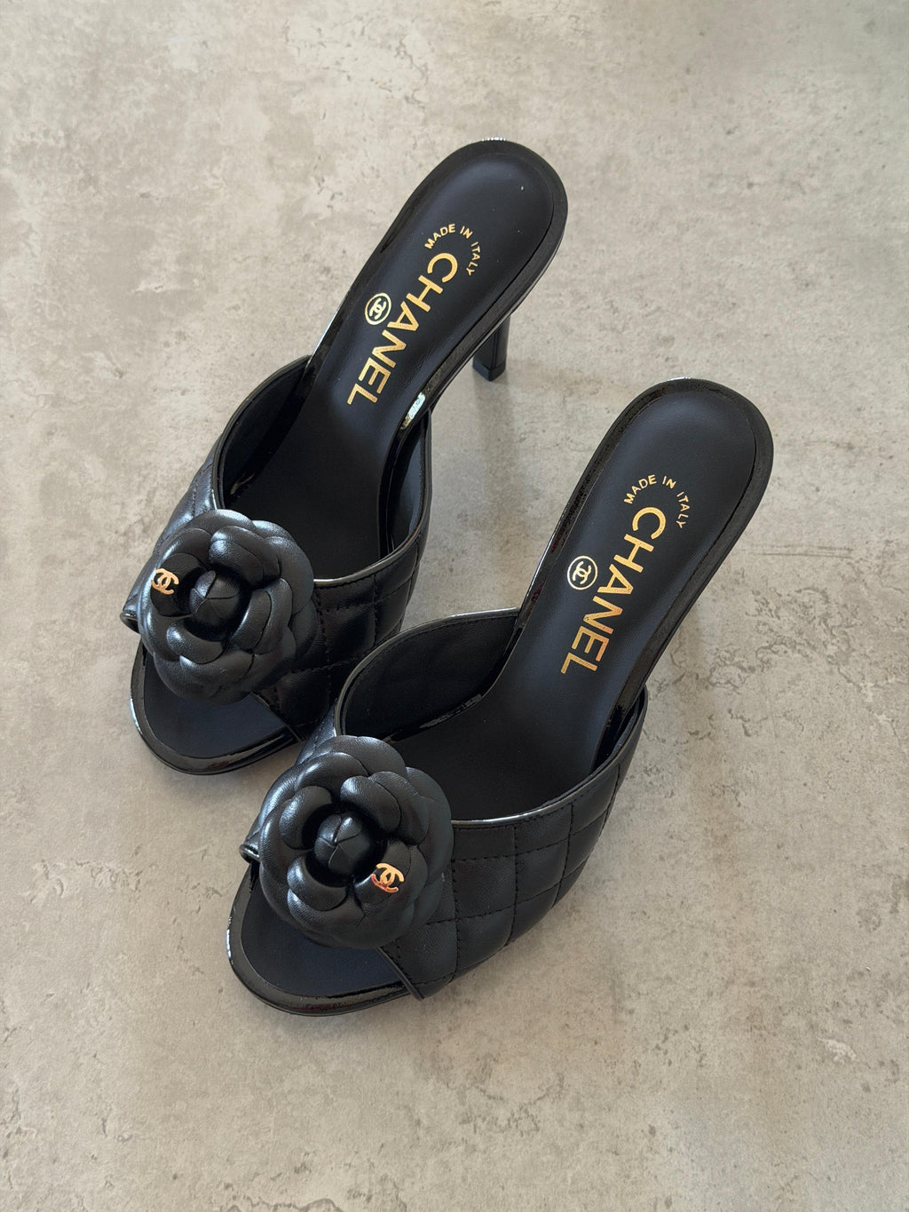 Chanel Camellia Quilted Lambskin Mule Sandals - 7