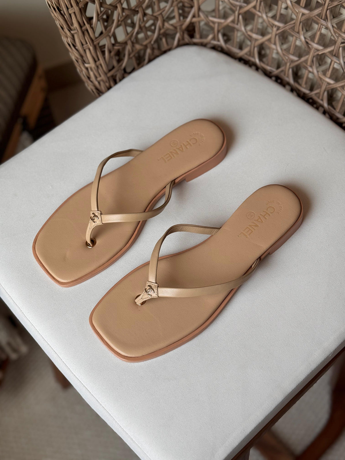 Chanel Goatskin CC Times Square Thong Sandals - 2