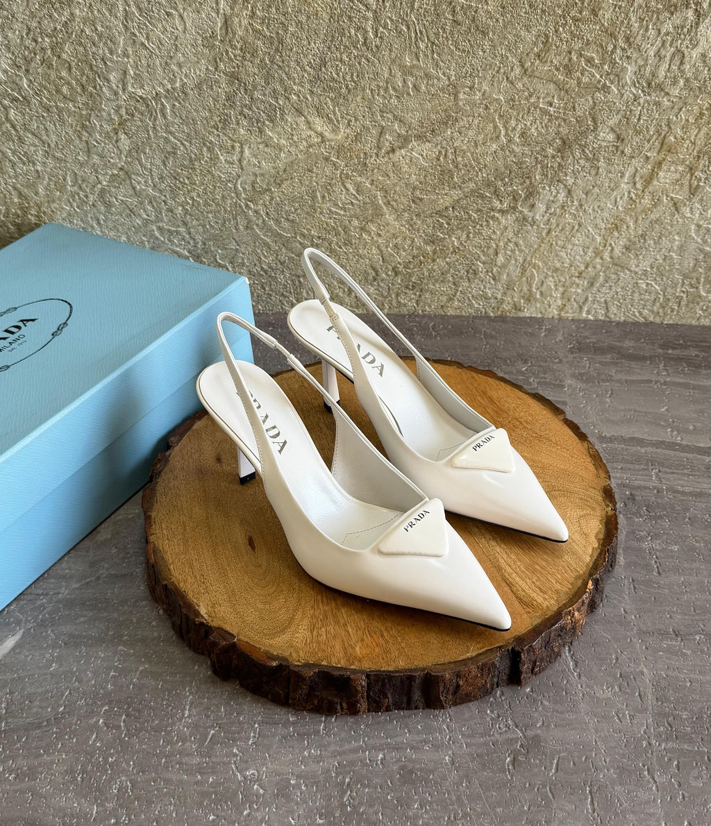Prada Brushed Leather Slingback Pumps