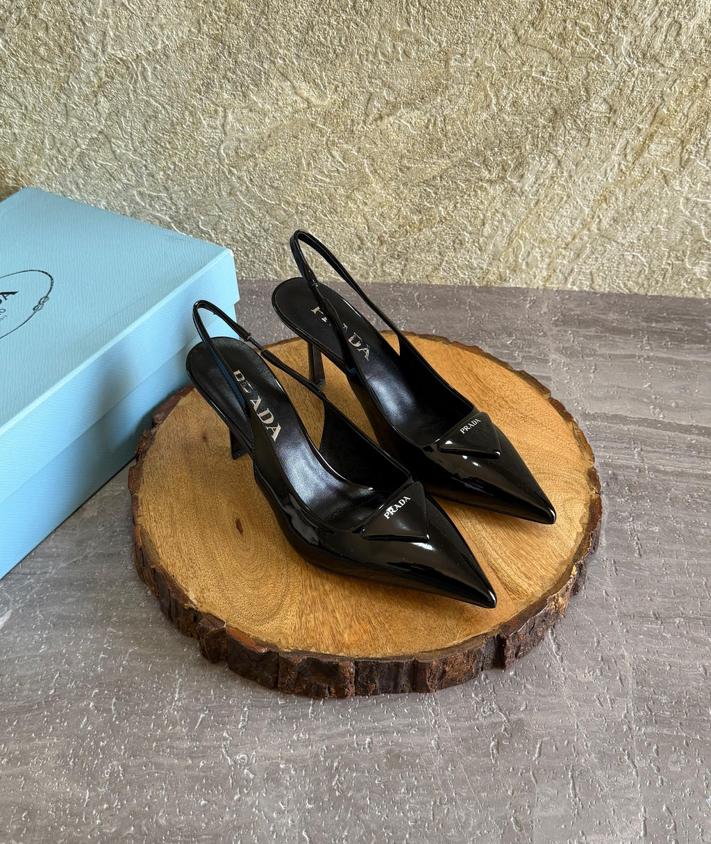 Prada Brushed Leather Slingback Pumps - 2