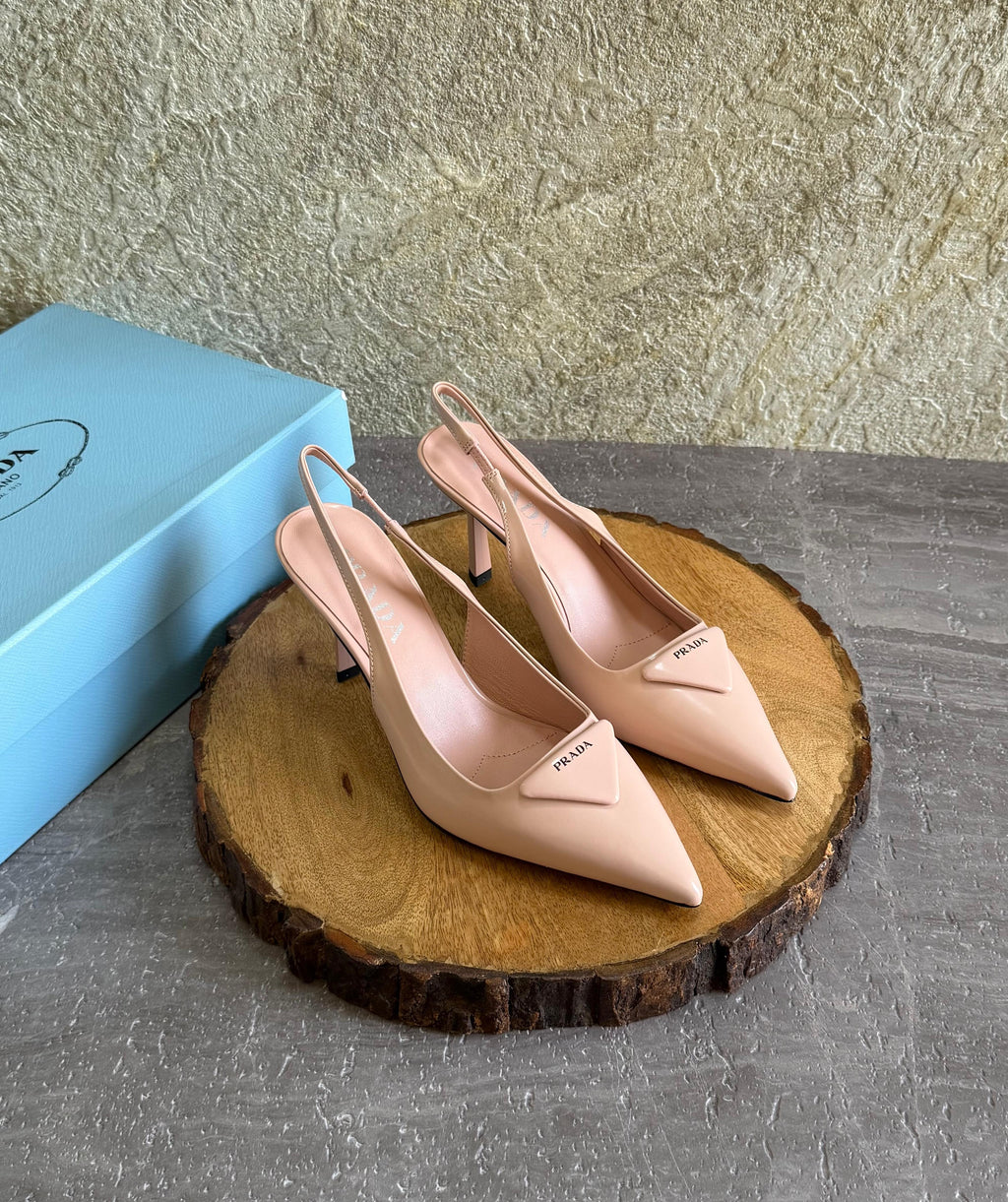 Prada Brushed Leather Slingback Pumps - 3
