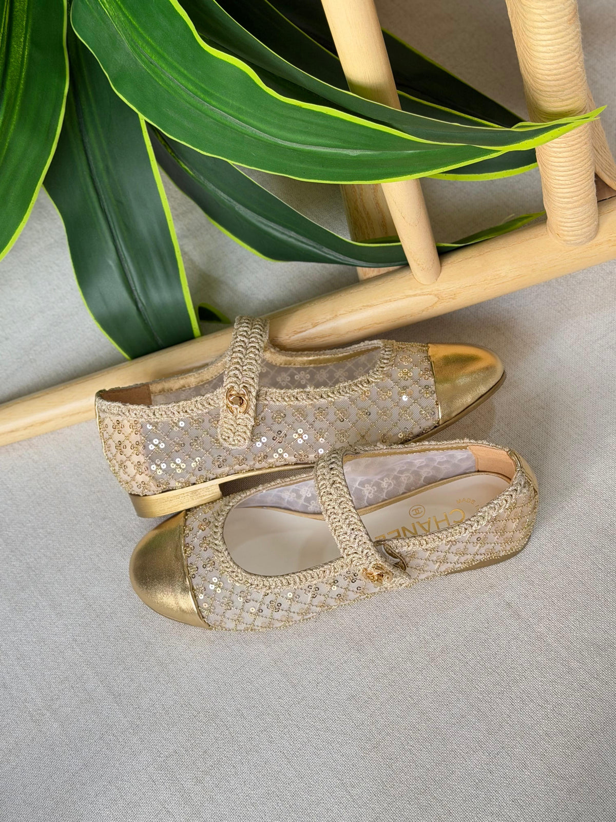Chanel Sequined Mary Jane Ballerinas
