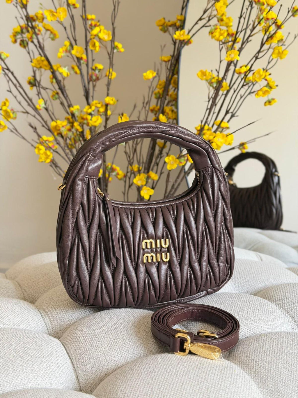 Miu Miu Wander Matelassé Nappa Leather Mini Hobo Bag - 4