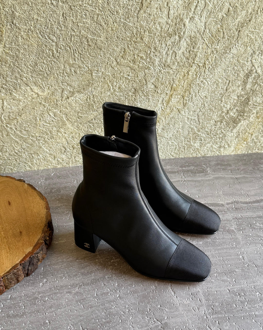 Chanel Two-Tone Cap-Toe Ankle Boots