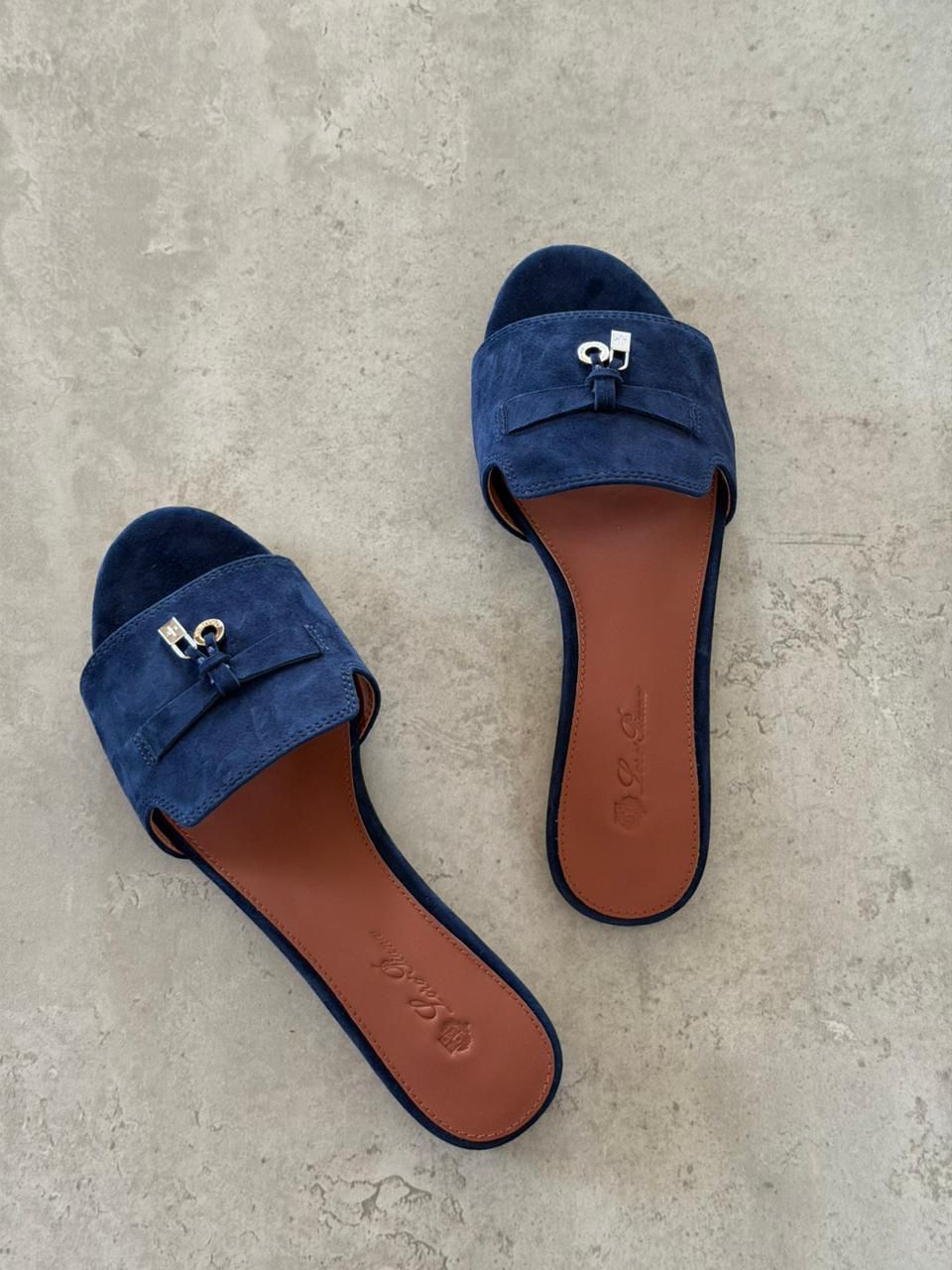 Loro Piana Navy Blue Suede Summer Charms - 2